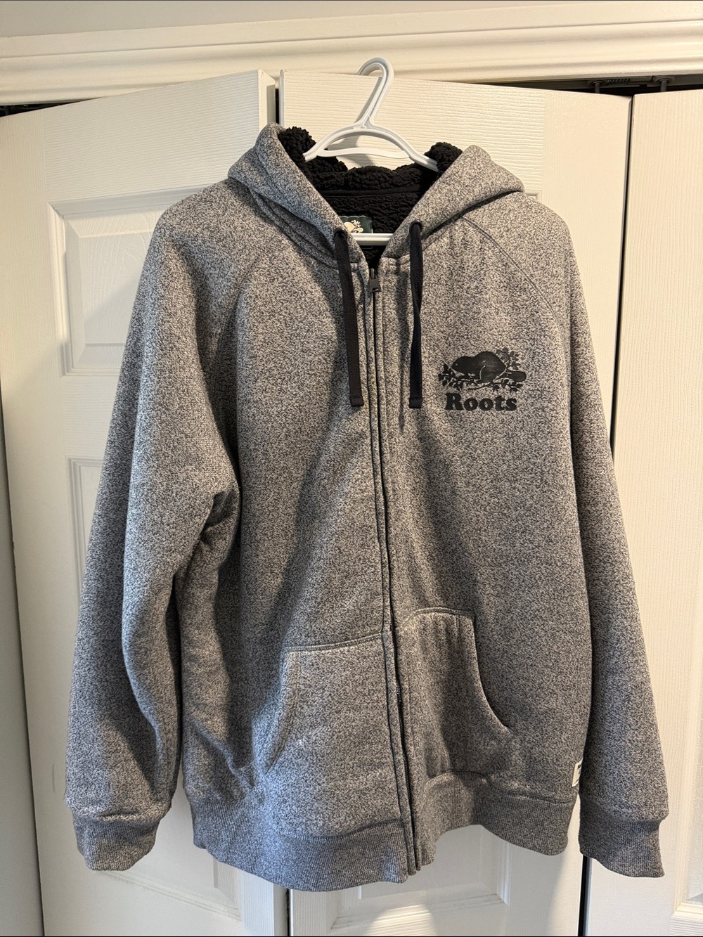 Roots Men’s Gray Sherpa-Lined Zip-Up Hoodie